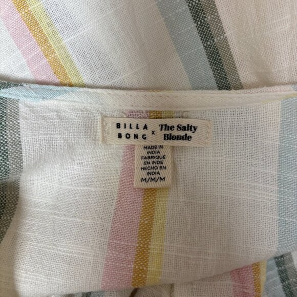 Billabong x The Salty Blonde Weaver Striped Jumpsuit Size M Beach Wide Leg Tie - Picture 9 of 16